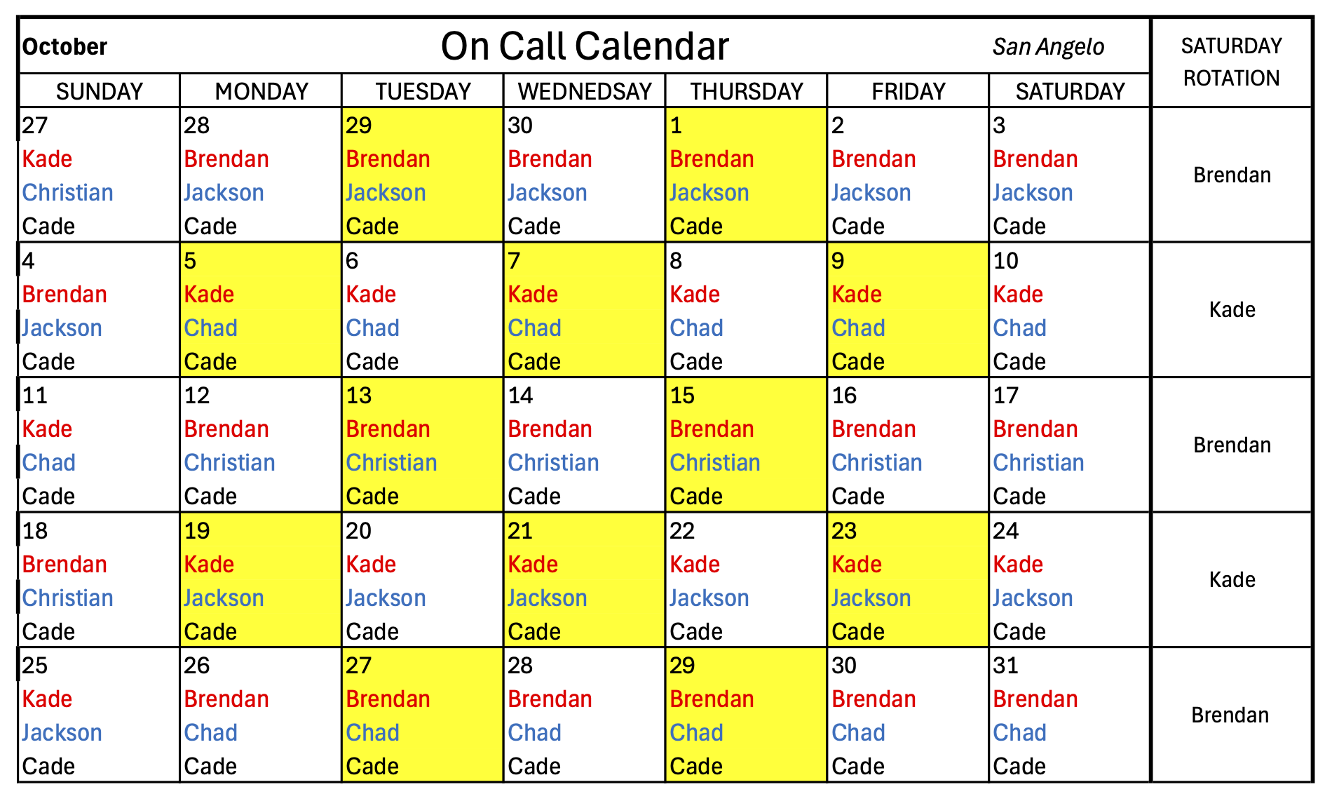 San Angelo Oct 2026